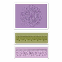 Sizzix - Textured Impressions - Vintage Cardmaking Collection - Embossing Folders - Scallop Circle Doily Set