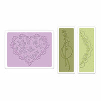 Sizzix - Textured Impressions - Vintage Cardmaking Collection - Embossing Folders - Scallop Heart Doily Set