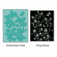 Sizzix - Stamp and Emboss - Hero Arts - Embossing Folder and Repositionable Rubber Stamp - Silhouette Vines Set
