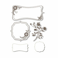 Sizzix - Hero Arts - Framelits Die and Repositionable Rubber Stamp Set - Frames with Sprigs