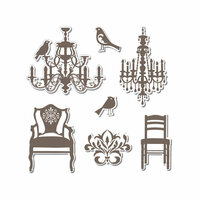 Sizzix - Hero Arts - Framelits Die and Repositionable Rubber Stamp Set - Chandeliers
