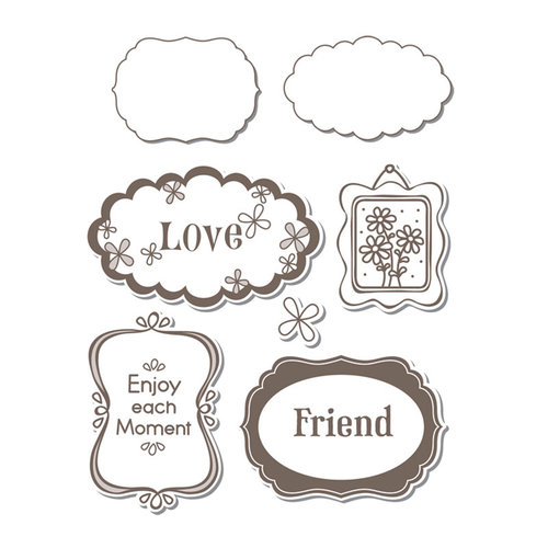 Sizzix - Hero Arts - Framelits Die and Repositionable Rubber Stamp Set - Message Frames