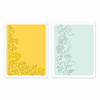 Sizzix - Textured Impressions - Greetings Collection - Embossing Folders - Floral Vines Set