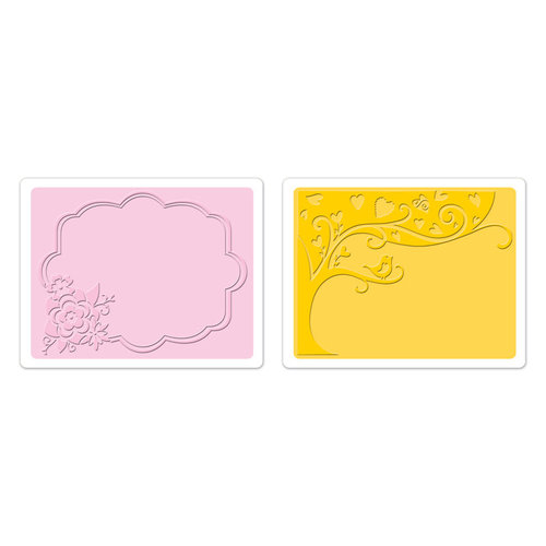 Sizzix - Textured Impressions - Greetings Collection - Embossing Folders - Tree and Flower Frame Set