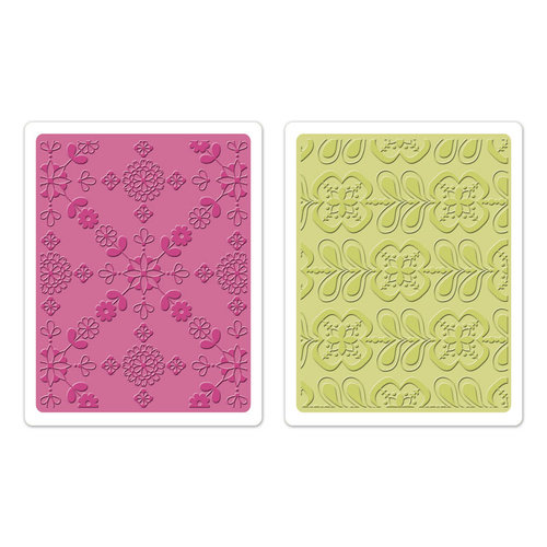 Sizzix - Textured Impressions - Bohemia Collection - Embossing Folders - Kaleidoscope Blooms Set