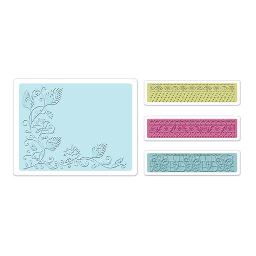 Sizzix - Textured Impressions - Bohemia Collection - Embossing Folders - Peacock Vine Set