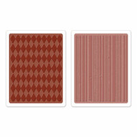 Sizzix - Tim Holtz - Texture Fades - Alterations Collection - Embossing Folders - Harlequin and Stripes Set