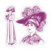 Sizzix - Hero Arts - Framelits Die and Repositionable Rubber Stamp Set - Lady with Hats Set
