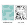 Sizzix - Stamp and Emboss - Hero Arts - Embossing Folder and Repositionable Rubber Stamp - Postage and Frame Set