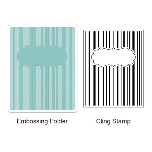 Sizzix - Stamp and Emboss - Hero Arts - Embossing Folder and Repositionable Rubber Stamp - Stripes and Frames Set