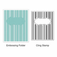 Sizzix - Stamp and Emboss - Hero Arts - Embossing Folder and Repositionable Rubber Stamp - Stripes and Frames Set