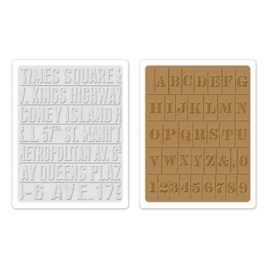 Sizzix - Tim Holtz - Texture Fades - Alterations Collection - Embossing Folders - Subway and Stencil Set