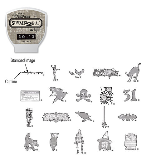 Sizzix - EClips - Tim Holtz - Alterations Collection - Electronic Shape Cutting System - Cartridge - Stamp2Cut - Number 13
