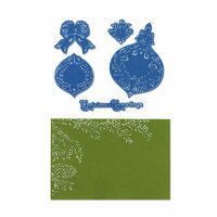 Sizzix - Framelits Die and Embossing Folder - Christmas - Pinecone and Ornament Set