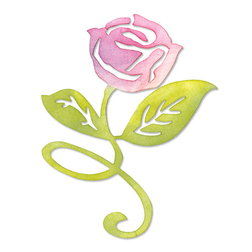 Sizzix - Botanical Sanctuary Collection -Sizzlits Die - Large - Flower, Rose with Stem and Leaves