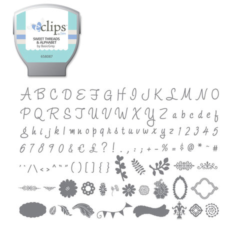 Sizzix - EClips - Electronic Shape Cutting System - Cartridge - Sweet Threads and Alphabet
