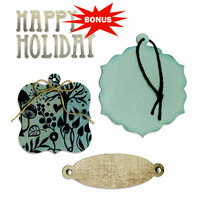 Sizzix - BasicGrey - Nordic Holiday Collection - Bigz and Sizzlits Die - Bookplate, Tags and Happy Holiday