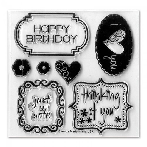 Sizzix - Framelits Die and Clear Acrylic Stamp Set - Birthday and Frames