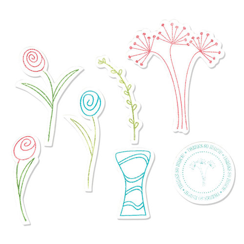 Sizzix - Holiday Collection - Framelits Die and Repositionable Rubber Stamp Set - Flowers and Vase