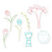 Sizzix - Holiday Collection - Framelits Die and Repositionable Rubber Stamp Set - Flowers and Vase