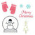 Sizzix - Holiday Collection - Framelits Die and Repositionable Rubber Stamp Set - Mittens and Snow Globe
