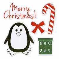Sizzix - Holiday Collection - Framelits Die and Repositionable Rubber Stamp Set - Penguin and Candy Cane