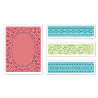 Sizzix - Textured Impressions - Holiday Collection - Embossing Folders - Ornate Frame and Borders Set