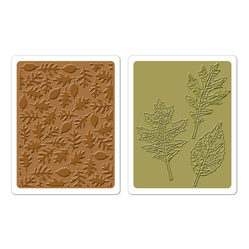 Sizzix - Tim Holtz - Texture Fades - Alterations Collection - Embossing Folders - Textured Leaves Set