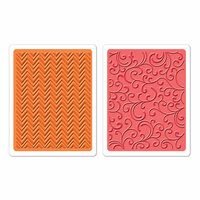 Sizzix - Textured Impressions - Hero Arts - Embossing Folders - Chevrons and Flourishes Set