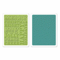 Sizzix - Textured Impressions - Hero Arts - Embossing Folders - Christmas Words and Dots Set