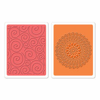 Sizzix - Textured Impressions - Hero Arts - Embossing Folders - Dot Swirl and Medallion Set