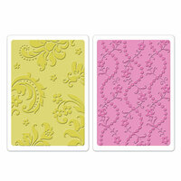 Sizzix - Textured Impressions - Embossing Folders - Damask and Beaded Floral Stripe Set