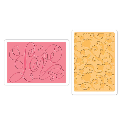 Sizzix - Textured Impressions - Embossing Folders - Love and Swirling Vines Set