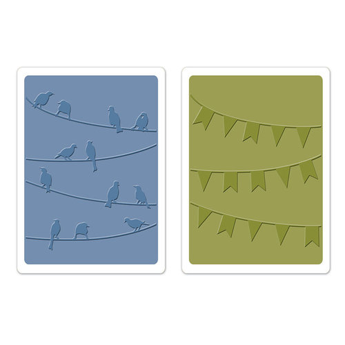Sizzix - Textured Impressions - Embossing Folders - Birds and Banners Set