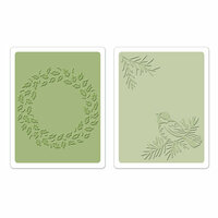 Sizzix - Susan's Garden Collection - Textured Impressions - Embossing Folders - Bird and Wreath Set