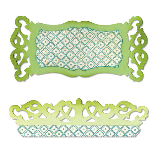 Sizzix - Sizzlits Die - Label and Edge, Scrollwork