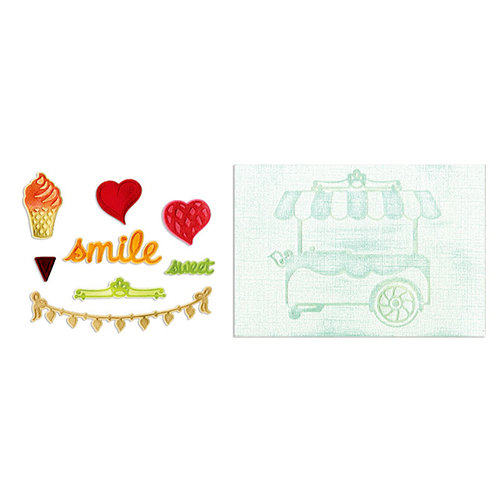 Sizzix - Framelits Die and Textured Impressions - Die Cutting Template and Embossing Folders - Sweet Shoppe Set