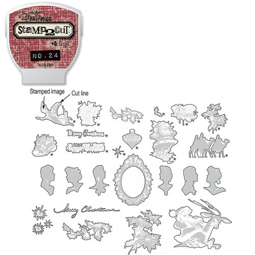 Sizzix - EClips - Tim Holtz - Alterations Collection - Electronic Shape Cutting System - Cartridge - Stamp2Cut - Number 24