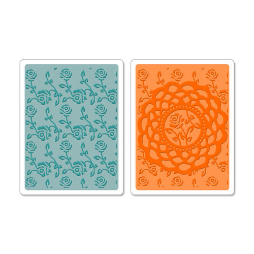 Sizzix - Textured Impressions - Embossing Folders - Doily and Roses Set