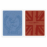 Sizzix - Tim Holtz - Alterations Collection - Texture Fades - Embossing Folders - London Icons and Union Jack Set