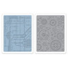 Sizzix - Tim Holtz - Alterations Collection - Texture Fades - Embossing Folders - Blueprint and Gears Set