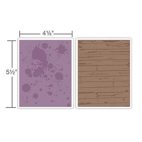 Sizzix - Tim Holtz - Texture Fades - Alterations Collection - Embossing Folders - Ink Splats and Wood Planks Set