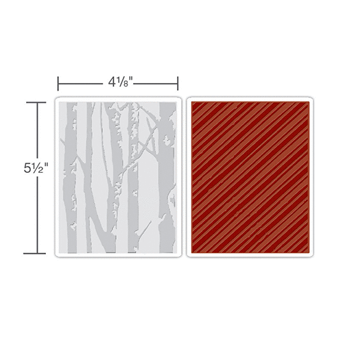 Sizzix - Tim Holtz - Alterations Collection - Texture Trades - Embossing Folders - Birch Trees and Candy Stripes Set