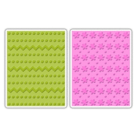 Sizzix - Flip Its and Stand Ups Collection - Textured Impressions - Embossing Folders - Dots, Zig Zags and Flowers Set