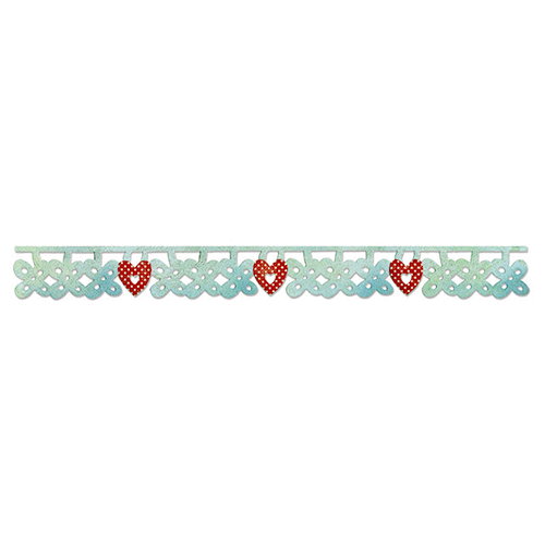 Sizzix - Laced with Love Collection - Sizzlits Decorative Strip Die - Flower and Heart Charms