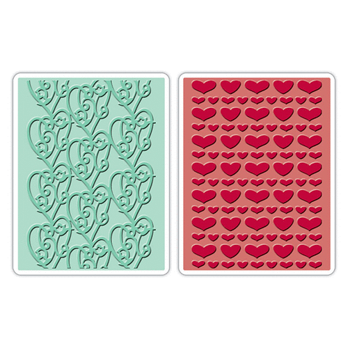 Sizzix - Laced with Love Collection - Textured Impressions - Embossing Folders - Love Set 4