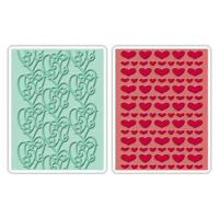 Sizzix - Laced with Love Collection - Textured Impressions - Embossing Folders - Love Set 4