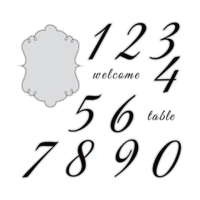 Sizzix - Wedding Collection - Framelits Die - Die Cutting Template with Clear Acrylic Stamp Set - Elegant Table Numbers