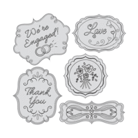Sizzix - Wedding Collection - Framelits Die - Die Cutting Template with Clear Acrylic Stamp Set - Wedding Expressions