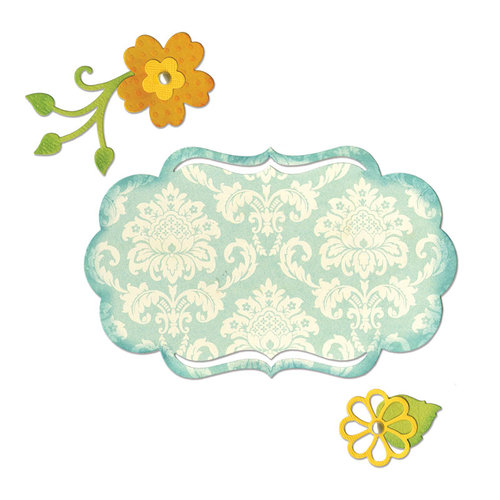 Sizzix - Thinlits Die - Fancy Label and Flowers